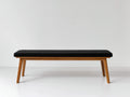 Panca da camera da letto 130×38×45 cm - tessuto nero e legno naturale - stile moderno per fondo letto