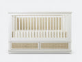 Culla in legno 145×80×118 cm - bianco e beige - con contenitore inferiore