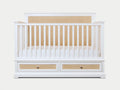 Culla 132×74×108 cm - legno bianco e rattan naturale - design classico moderno per camera da letto