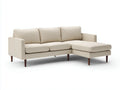 Divano angolare da soggiorno 238×158×83 cm - tessuto beige e legno marrone - stile nordico con chaise longue