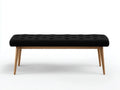 Panca imbottita 150×42×45 cm - tessuto nero e legno naturale - design moderno per camera da letto