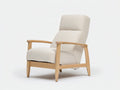 Poltrona reclinabile da soggiorno 72×86×101 cm - tessuto beige e legno naturale - stile nordico con schienale alto