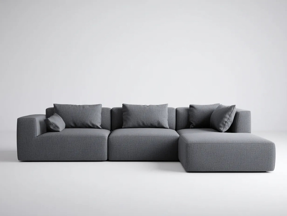 Divano angolare in tessuto 292×168×78 cm - grigio - modulare con chaise longue