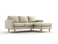 Divano 250×160×85 cm - tessuto beige e legno naturale - design moderno con chaise longue per soggiorno