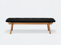 Panca da camera da letto 124×40×45 cm - tessuto nero e legno naturale - stile moderno con seduta imbottita