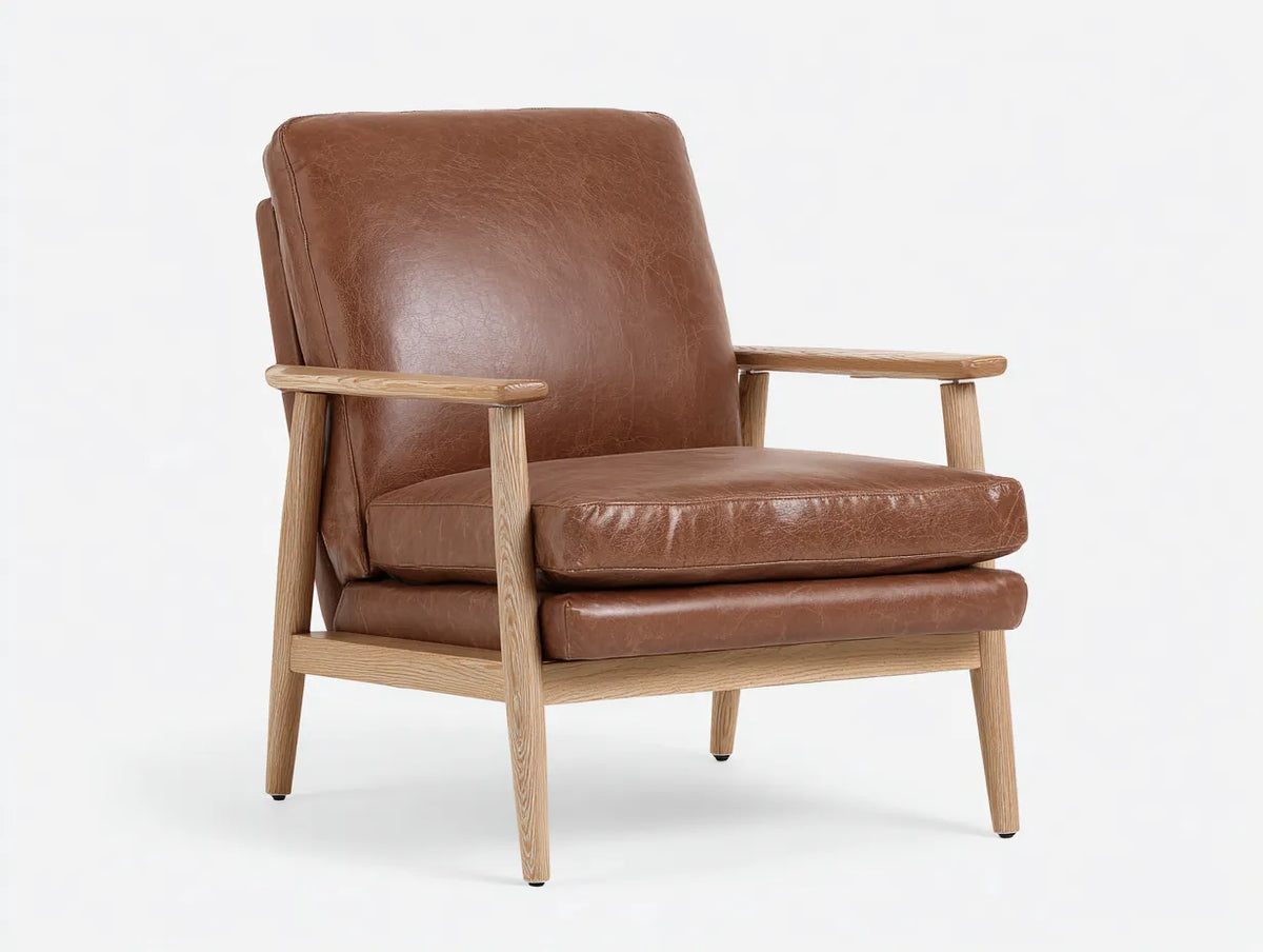 Poltrona reclinabile in similpelle e legno 76×85×88 cm - marrone e beige - stile rétro
