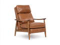 Poltrona reclinabile 78×88×102 cm - similpelle marrone e legno - soggiorno stile moderno