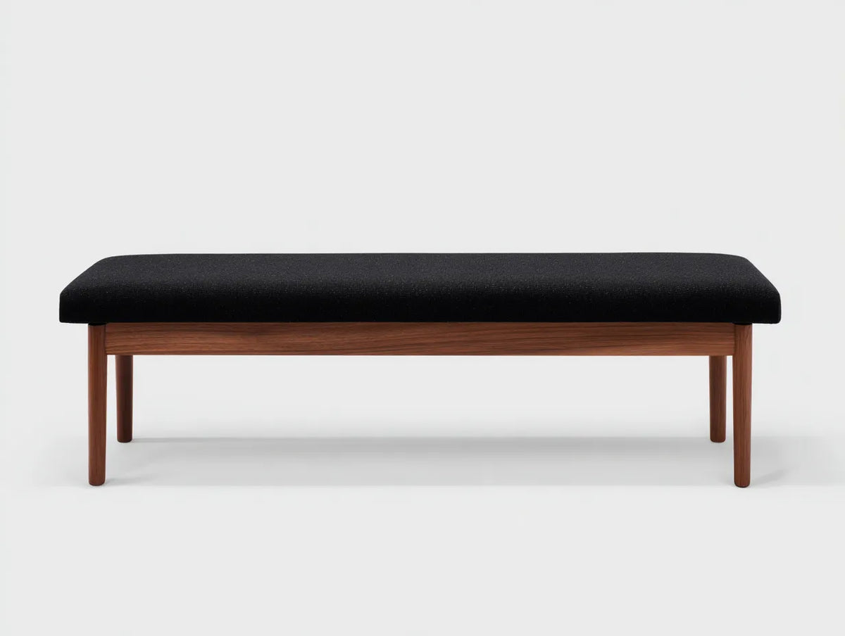 Panca 120×40×45 cm - tessuto nero e legno marrone - stile moderno per camera da letto
