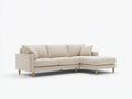 Divano 245×158×84 cm - tessuto beige e legno naturale - design moderno con chaise longue per soggiorno