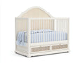 Culla in legno 148×82×132 cm - bianco e beige - con contenitore inferiore