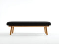 Panca da camera da letto 148×43×47 cm in tessuto nero e legno marrone - stile nordico imbottito