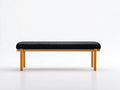Panca imbottita da camera da letto 120×35×45 cm - nero e legno naturale - design essenziale per fondo letto