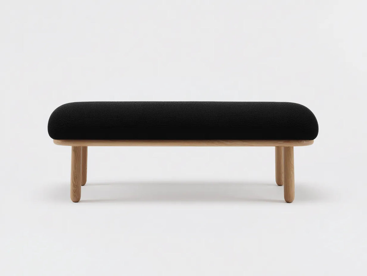 Panca 140×42×46 cm - tessuto nero e legno naturale - design moderno per camera da letto