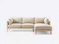 Divano angolare da soggiorno 240×162×82 cm - tessuto beige e legno marrone - stile contemporaneo con chaise longue